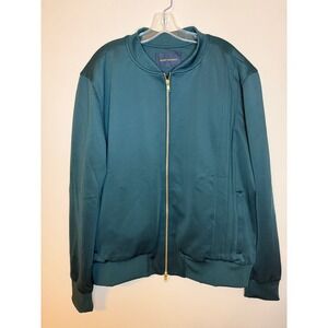 Mens XL Good Counsel Mens Green Full Zip Bomber Jacket Gold Hardware Stretch